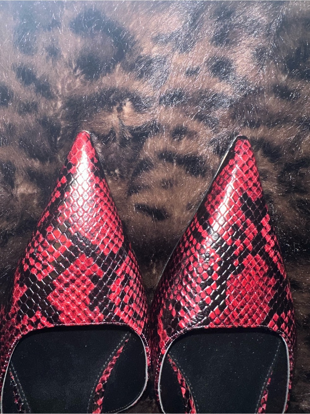 Michael Kors Burgundy Snake-Print Pointed Slingback Heels - Picture 3 of 4